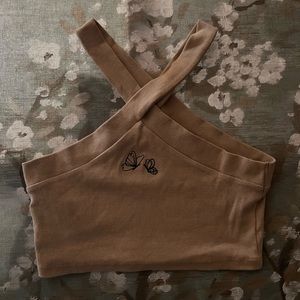 Forever 21 Tan Butterfly Crossover Top